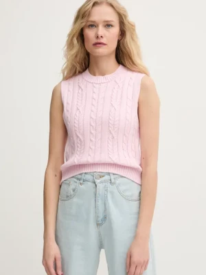 United Colors of Benetton kamizelka bawełniana damski kolor różowy ciepły 1694D10CM