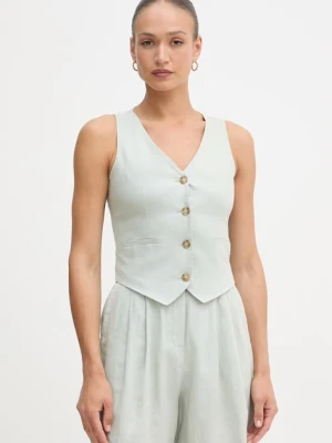 United Colors of Benetton kamizelka jednorzędowa damska lniana