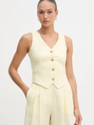 United Colors of Benetton kamizelka jednorzędowa damska lniana