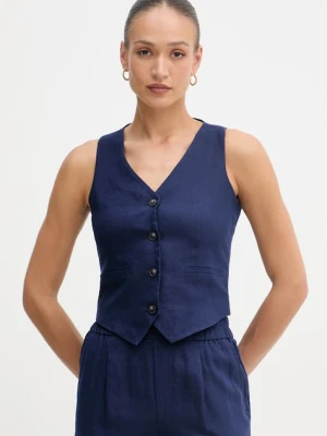 United Colors of Benetton kamizelka jednorzędowa damska lniana