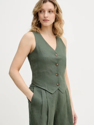 United Colors of Benetton kamizelka jednorzędowa damska lniana