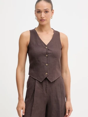 United Colors of Benetton kamizelka jednorzędowa damska lniana