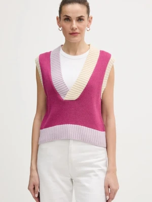 United Colors of Benetton kamizelka z dodatkiem wełny damski kolor fioletowy 16YCE403M