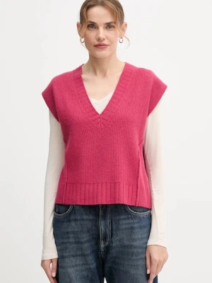 United Colors of Benetton kamizelka z dodatkiem wełny damski kolor różowy 126WD4033