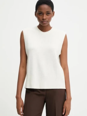 United Colors of Benetton kamizelka z dodatkiem wełny kolor beżowy lekki 126WD10BA