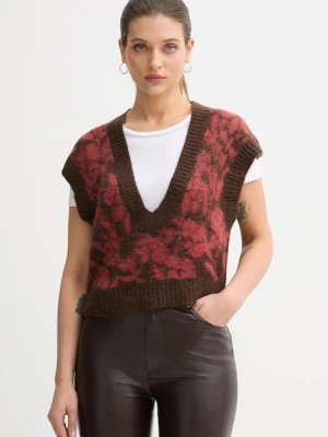 United Colors of Benetton kamizelka z domieszką moheru damski kolor brązowy 1VAAE403E