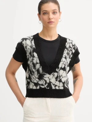 United Colors of Benetton kamizelka z domieszką moheru damski kolor czarny 1VAAE403E