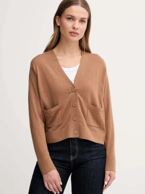 United Colors of Benetton kardigan wełniany damski kolor brązowy lekki 11AHD604R