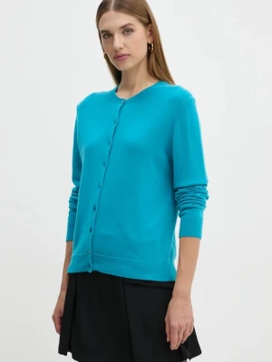 United Colors of Benetton kardigan wełniany kolor turkusowy lekki