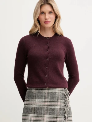 United Colors of Benetton kardigan z dodatkiem wełny damski kolor bordowy lekki 102HD502B