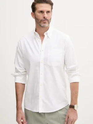 United Colors of Benetton koszula bawełniana męska kolor biały regular z kołnierzykiem button-down 5FGBUQ05X