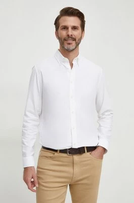 United Colors of Benetton koszula bawełniana męska kolor biały regular z kołnierzykiem button-down