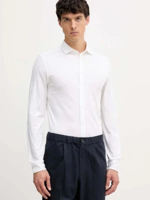 United Colors of Benetton koszula bawełniana męska kolor biały slim z kołnierzykiem włoskim 5X37UQ064