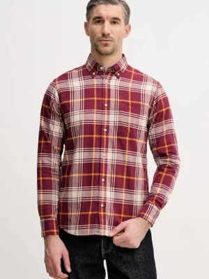 United Colors of Benetton koszula bawełniana męska kolor bordowy regular z kołnierzykiem button-down 5TCRUQ04W