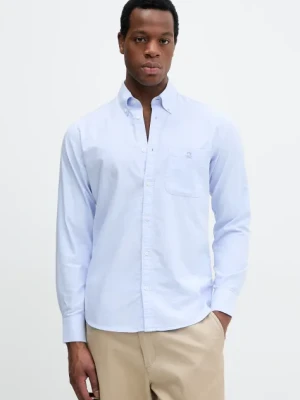 United Colors of Benetton koszula bawełniana męska kolor niebieski regular z kołnierzykiem button-down 5FGBUQ05X