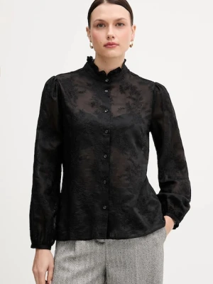 United Colors of Benetton koszula damska kolor czarny regular ze stójką 52WNDQ0CQ