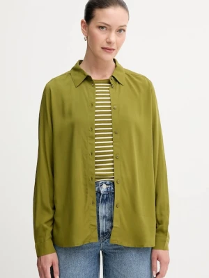 United Colors of Benetton koszula damska kolor zielony regular z kołnierzykiem klasycznym 5WPWDQ0B0