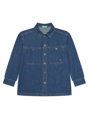 United Colors Of Benetton Koszula jeansowa 5AD6CQ04C Niebieski Oversize
