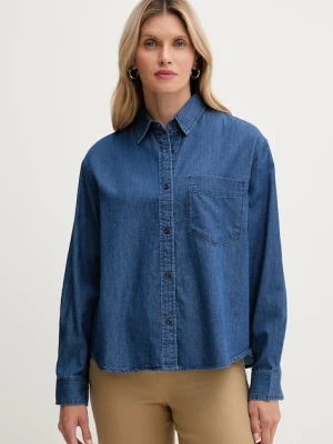 United Colors of Benetton koszula jeansowa damska kolor niebieski regular z kołnierzykiem klasycznym 5DHJDQ0CJ
