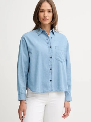 United Colors of Benetton koszula jeansowa damska kolor niebieski regular z kołnierzykiem klasycznym 5DHJDQ0CJ