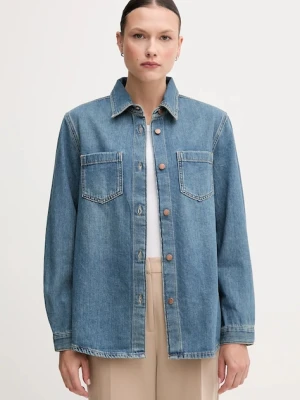 United Colors of Benetton koszula jeansowa damska kolor niebieski relaxed z kołnierzykiem klasycznym 5WDMDQ0C5