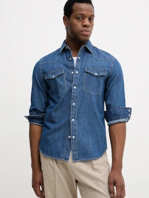 United Colors of Benetton koszula jeansowa męska kolor niebieski regular z kołnierzykiem klasycznym 5RZKUQ036