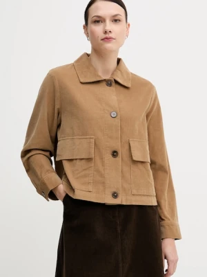 United Colors of Benetton koszula sztruksowa kolor brązowy regular z kołnierzykiem klasycznym 294BDN091