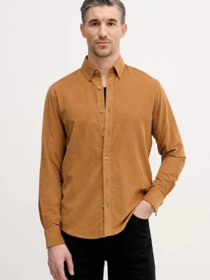 United Colors of Benetton koszula sztruksowa męska kolor brązowy regular z kołnierzykiem button-down 5T98UQ066