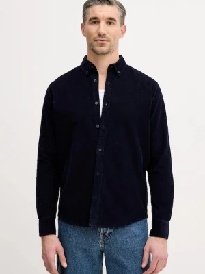 United Colors of Benetton koszula sztruksowa męska kolor granatowy regular z kołnierzykiem button-down 5T98UQ066