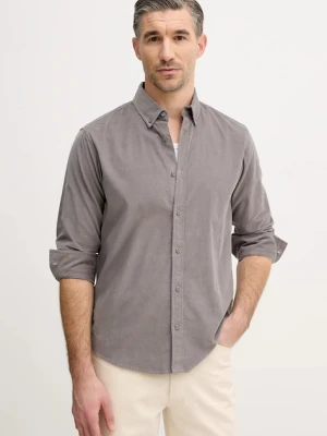 United Colors of Benetton koszula sztruksowa męska kolor szary regular z kołnierzykiem button-down 5T98UQ066