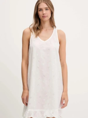 United Colors of Benetton koszulka nocna damska kolor biały bawełniana 4SHX3C008