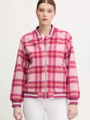 United Colors of Benetton kurtka bomber z dodatkiem wełny kolor różowy przejściowa 20G9DN08S