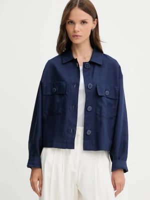United Colors of Benetton kurtka z domieszką lnu kolor granatowy przejściowa oversize 25BVDN08B