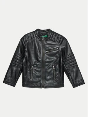 United Colors Of Benetton Kurtka z imitacji skóry 2YJECN051 Czarny Slim Fit