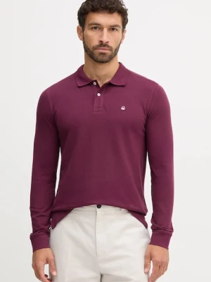 United Colors of Benetton longsleeve bawełniany kolor bordowy gładki