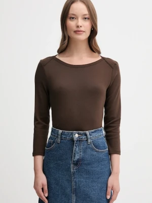United Colors of Benetton longsleeve bawełniany kolor brązowy 3GA2E16A1