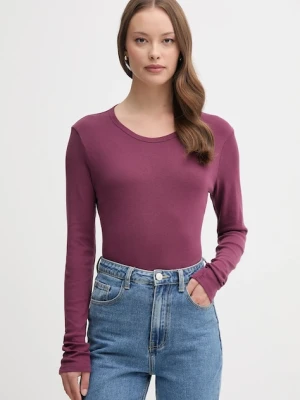 United Colors of Benetton longsleeve bawełniany kolor fioletowy 3GA2E16F9