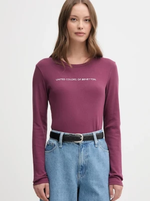 United Colors of Benetton longsleeve bawełniany kolor fioletowy 3GA2E16G0