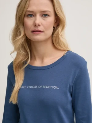 United Colors of Benetton longsleeve bawełniany kolor granatowy 3GA2E16G0