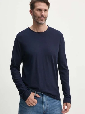 United Colors of Benetton longsleeve bawełniany kolor granatowy gładki 3JE1J19A9