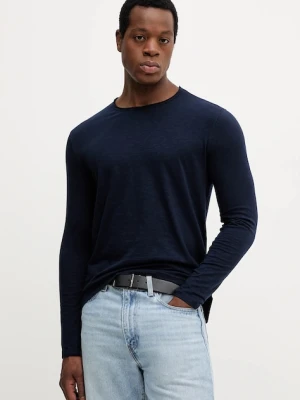 United Colors of Benetton longsleeve bawełniany kolor granatowy gładki 3JE1J19A9