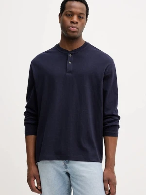 United Colors of Benetton longsleeve bawełniany kolor granatowy gładki 3L6PU10B6