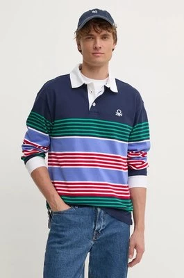 United Colors of Benetton longsleeve bawełniany kolor granatowy wzorzysty 3KUJU301E