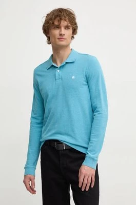 United Colors of Benetton longsleeve bawełniany kolor niebieski gładki 3088U3025