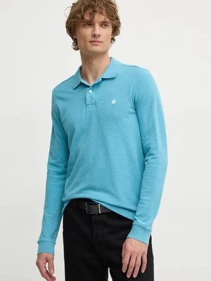 United Colors of Benetton longsleeve bawełniany kolor niebieski gładki 3088U3025