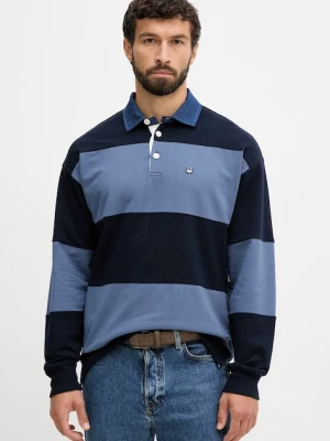 United Colors of Benetton longsleeve bawełniany kolor niebieski wzorzysty 3BC1U302L
