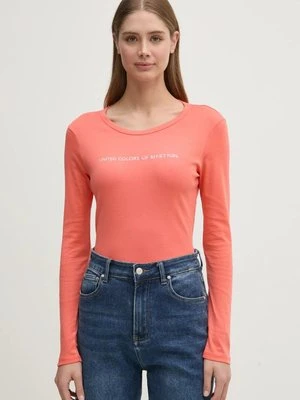 United Colors of Benetton longsleeve bawełniany kolor pomarańczowy 3GA2E16G0