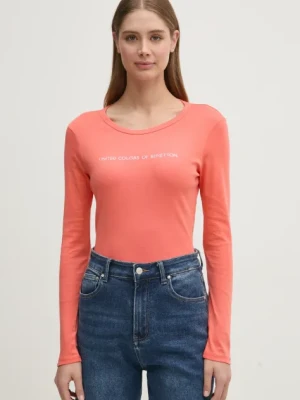 United Colors of Benetton longsleeve bawełniany kolor pomarańczowy 3GA2E16G0