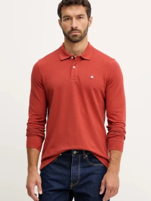 United Colors of Benetton longsleeve bawełniany kolor pomarańczowy gładki