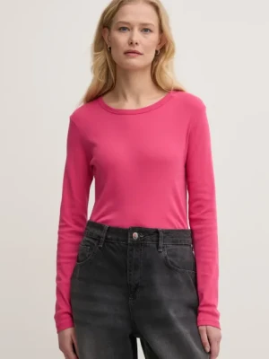 United Colors of Benetton longsleeve bawełniany kolor różowy 3GA2E16F9